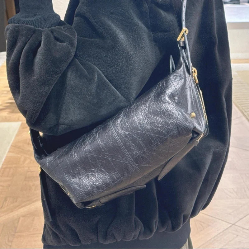 sling genuine leather handbags for women Underarm vintage Bag Commuter Single Shoulder Crossbody high quality side ladies Bag