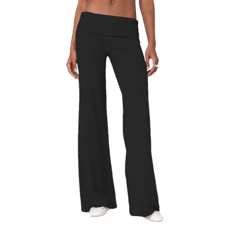 Casual Wide Leg Sweatpants for Women Fold Over Low Rise Flare Yoga Lounge Pants Back to School Clothes for Teen Girls Outfits  pant