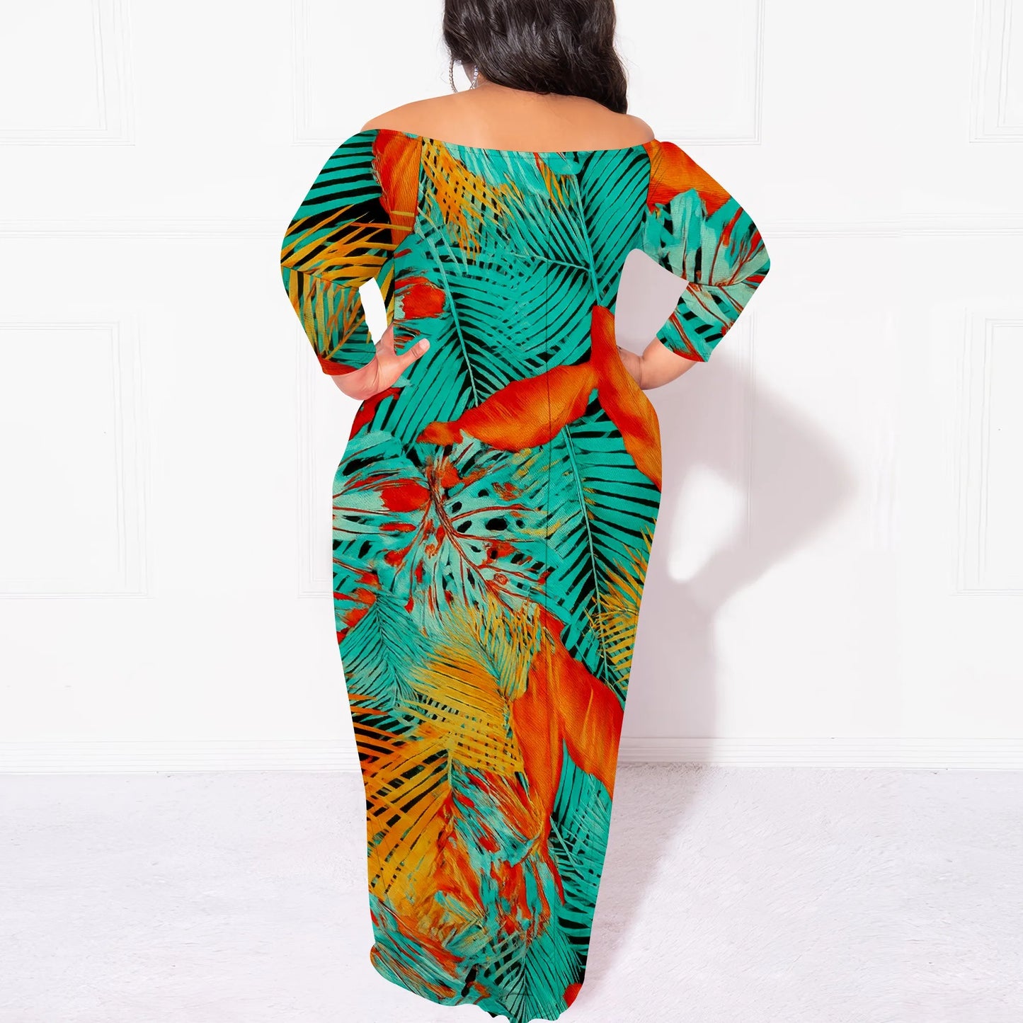 Maxi Dress for Women V Neck Casual 3/4 Sleeve Wrap Sexy Long Dresses Floral with Belt