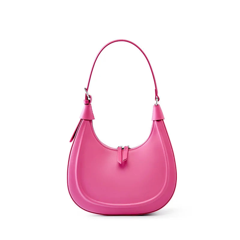 100% Genuine Leather Women Handbag luxury Cowhide shoulder bag ladies Half Moon Bag Fashion Underarm Bag crossbody For women