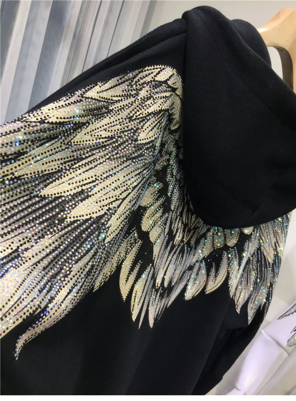 Loose Pullovers Top Plus Size Beading Wings Fashion Design Women Runway High Street Hoodies Casual  sweater